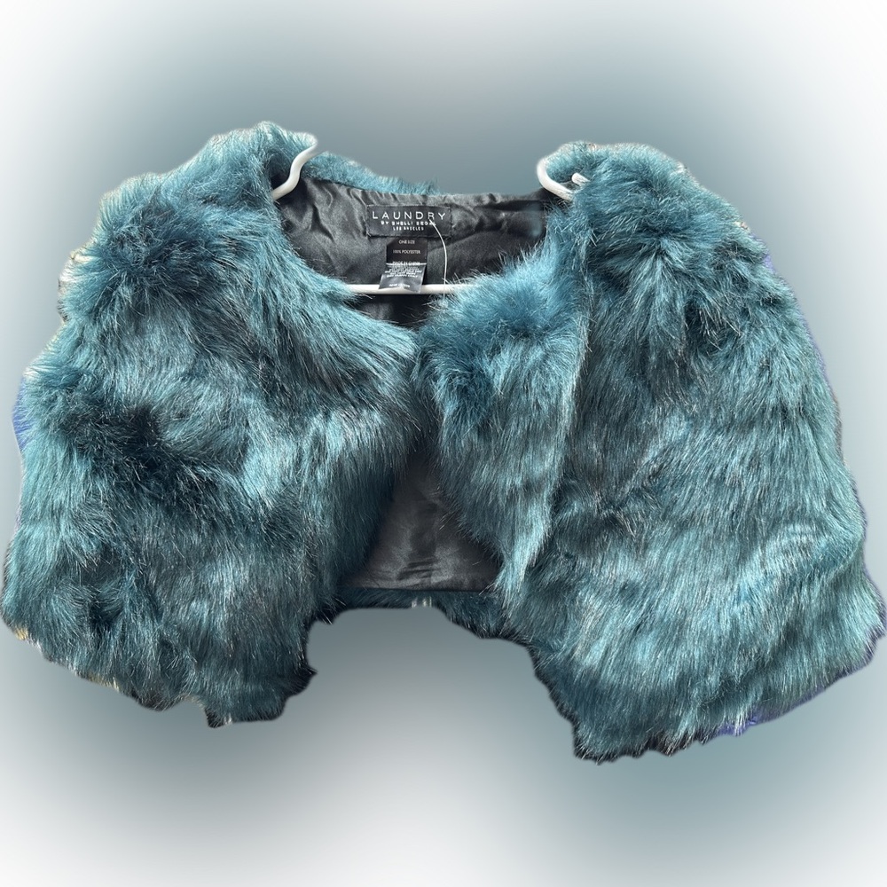 Laundry by Shelli Segal Faux Fur Vest/ Shrug - Teal